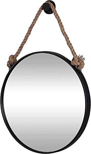 GLTZEN Dekorativer Wandspiegel mit Seil, Vintage-Hängespiegel für Badezimmer, Schlafzimmer, Wohnzimmer, Kommode, Kaminspiegel, rund, Antik-Schwarz (Size : 40cm) GLTZEN Dekorativer Wandspiegel mit Seil, Vintage-Hängespiegel für Badezimmer, Schlafzimmer, Wohnzimmer, Kommode, Kaminspiegel, rund, Antik-Schwarz (Size : 40cm)