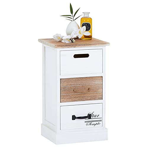 CARO-Möbel Schubladenschrank Salva Kommode für Boxspringbett Standregal Aufbewahrungsregal in weiß, Shabby Chic Vintage Look, 3 Schubladen CARO-Möbel Schubladenschrank Salva Kommode für Boxspringbett Standregal Aufbewahrungsregal in weiß, Shabby Chic Vintage Look, 3 Schubladen