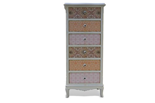 elbmöbel Kommode mit sechs Schublade Schrank bunt antik Landhaus Holz Shabby Paisley Vintage elbmöbel Kommode mit sechs Schublade Schrank bunt antik Landhaus Holz Shabby Paisley Vintage