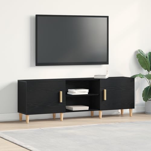 QJBSAVVA TV Schrank Lowboard Sideboard Schwarz aus Holzwerkstoff 150x30x50 cm Modern mit Schiebetüren und großzügigem Stauraum Schlankes Design für Wohnzimmer Möbel QJBSAVVA TV Schrank Lowboard Sideboard Schwarz aus Holzwerkstoff 150x30x50 cm Modern mit Schiebetüren und großzügigem Stauraum Schlankes Design für Wohnzimmer Möbel