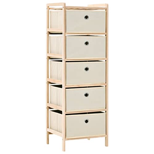 ZQQLVOO Garderobenschränke Wohnzimmer Sideboard Zimmermöbel Korb-Kommode mit 5 Stoffkörben Zedernholz Beige ZQQLVOO Garderobenschränke Wohnzimmer Sideboard Zimmermöbel Korb-Kommode mit 5 Stoffkörben Zedernholz Beige