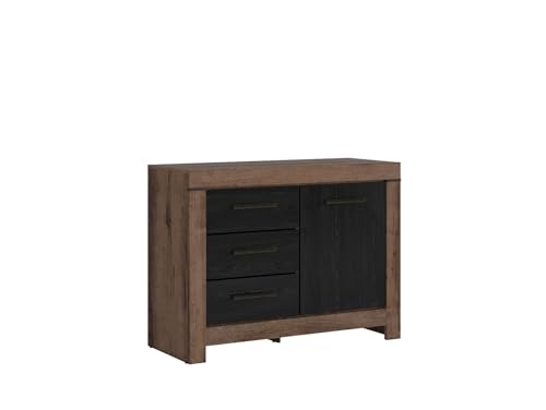 BLACK RED WHITE Balin | Sideboard im, Modern Stil | für Wohnzimmer, Esszimmer, Schlafzimmer | Eiche Schwarzbraun Dekor+Eiche hell