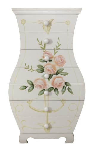 PALAZZO INT Lyra Kommode „Wilde Rose“ – Shabby Chic Massivholz-Kommode in Lyraform mit 7 handbemalten Rosenranken-Schubladen (79×43×30 cm), Unikat-Stilmöbel für Flur, Schlafzimmer & Wohnzimmer PALAZZO INT Lyra Kommode „Wilde Rose“ – Shabby Chic Massivholz-Kommode in Lyraform mit 7 handbemalten Rosenranken-Schubladen (79×43×30 cm), Unikat-Stilmöbel für Flur, Schlafzimmer & Wohnzimmer