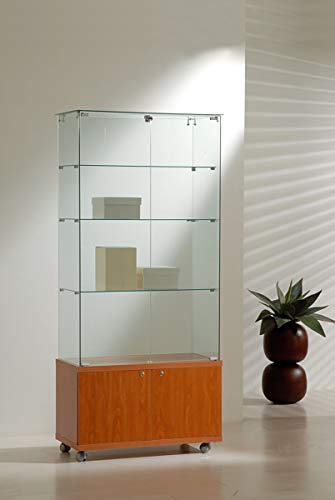 MHN Glas-Vitrine ohne Rahmen T 40 x B 80 x H 180 cm - breite Ausstellungsvitrine Sicherheitsglas mit Unterschrank abschließbar - Vitrinenschrank ohne Beleuchtung MHN Glas-Vitrine ohne Rahmen T 40 x B 80 x H 180 cm - breite Ausstellungsvitrine Sicherheitsglas mit Unterschrank abschließbar - Vitrinenschrank ohne Beleuchtung