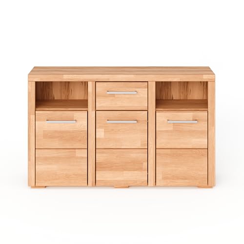 Kiki Design Kommode Sideboard aus Kernbuche, Fronten in Massivholz grifflose Optik, L: 131 x T 35 x H 80 cm Kiki Design Kommode Sideboard aus Kernbuche, Fronten in Massivholz grifflose Optik, L: 131 x T 35 x H 80 cm