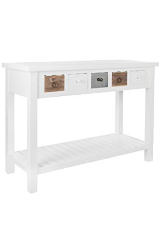 elbmöbel Konsole Konsolentisch Kommode weiß Mehrfarbig Vintage Shabby Chic BeistelltischHolz Metall (B104 x H81 x T40 cm) elbmöbel Konsole Konsolentisch Kommode weiß Mehrfarbig Vintage Shabby Chic BeistelltischHolz Metall (B104 x H81 x T40 cm)