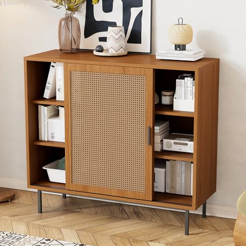 Sideboard Küchenschrank, Kommode Aufbewahrungsschrank mit 2 Schiebetüren und Verstellbare Ablage, Landhausstil Beistellschrank für Wohnzimmer, Esszimmer. Maße: B100/H90/T37 cm Sideboard Küchenschrank, Kommode Aufbewahrungsschrank mit 2 Schiebetüren und Verstellbare Ablage, Landhausstil Beistellschrank für Wohnzimmer, Esszimmer. Maße: B100/H90/T37 cm
