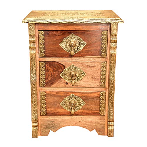 Casa Moro Orientalische Kommode Abiya 42x34x55 cm (B/T/H) mit 3 Schubladen Nachttisch aus Massivholz Sheesham mit Messing verziert | schmale Echtholz Kommoden-Schrank | MA68-60-B Casa Moro Orientalische Kommode Abiya 42x34x55 cm (B/T/H) mit 3 Schubladen Nachttisch aus Massivholz Sheesham mit Messing verziert | schmale Echtholz Kommoden-Schrank | MA68-60-B