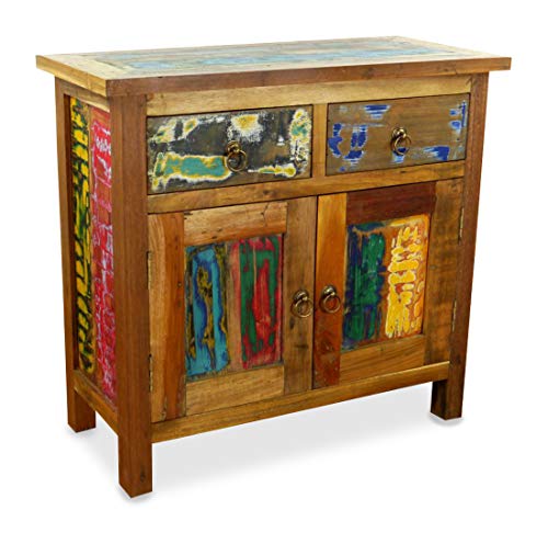 livasia Asiatische Kommode aus Massivholz – 75x35x70cm – Handgefertigtes Sideboard aus Teakholz, Nachhaltig aus recyceltem Bootsholz, Vintage Look, Zeitloser asiatischer Charme (Bunt) livasia Asiatische Kommode aus Massivholz – 75x35x70cm – Handgefertigtes Sideboard aus Teakholz, Nachhaltig aus recyceltem Bootsholz, Vintage Look, Zeitloser asiatischer Charme (Bunt)