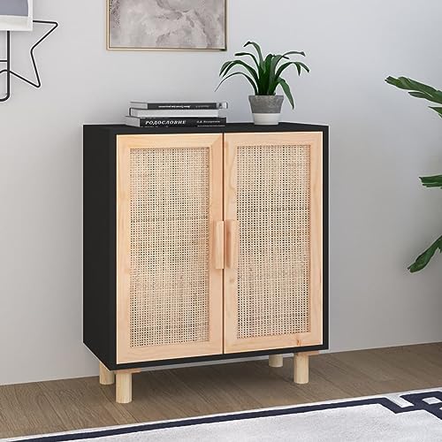 ShGaxin Sideboard Schwarz 60x30x70cm Massivholz Kiefer und Natur-Rattan, Schlafzimmer Kommode, Komodenschrank, Küchenschrank, Commode, Flurkommode, Schlafzimmerkommode, Schrank ShGaxin Sideboard Schwarz 60x30x70cm Massivholz Kiefer und Natur-Rattan, Schlafzimmer Kommode, Komodenschrank, Küchenschrank, Commode, Flurkommode, Schlafzimmerkommode, Schrank