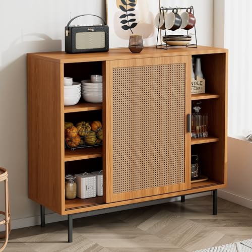 Emmtore Sideboard Küchenschrank, Kommode Aufbewahrungsschrank mit 2 Schiebetüren und Verstellbare Ablage, Landhausstil Beistellschrank für Wohnzimmer, Esszimmer.B100/H90/T37 cm Emmtore Sideboard Küchenschrank, Kommode Aufbewahrungsschrank mit 2 Schiebetüren und Verstellbare Ablage, Landhausstil Beistellschrank für Wohnzimmer, Esszimmer.B100/H90/T37 cm