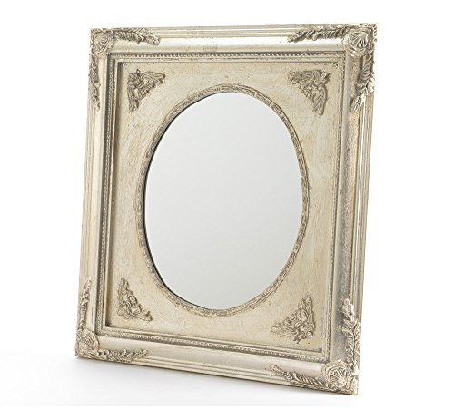 zeitzone Wandspiegel Barock Spiegel Silber Champagner für Kommode Flur 40x35cm