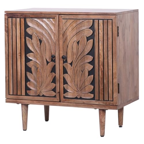 Marrakesch Boho Kommode mit Türen aus Teak Holz 80cm | Orientalische Deko kleines Sideboard Komode Aday handgeschnitzt für stilvolle Aufbewahrung & Dekoration im Wohnzimmer & Schlafzimmer Marrakesch Boho Kommode mit Türen aus Teak Holz 80cm | Orientalische Deko kleines Sideboard Komode Aday handgeschnitzt für stilvolle Aufbewahrung & Dekoration im Wohnzimmer & Schlafzimmer