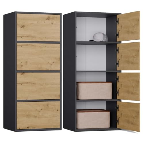 CDF Schrank Hochschrank 4 Türen Einlegeböden   Wohnzimmer Schlafzimmer Flur Büro – Grifflose Fronten – Modernes Design langlebige Ausführung – Anthrazit Artisan Alma CDF Schrank Hochschrank 4 Türen Einlegeböden   Wohnzimmer Schlafzimmer Flur Büro – Grifflose Fronten – Modernes Design langlebige Ausführung – Anthrazit Artisan Alma