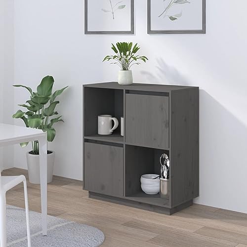 Gecheer Sideboard Grau 74x35x80 cm Massivholz Kiefer, Kommode Anrichte Schrank Beistellschrank Mehrzweckschrank Standschrank Bücherschrank Lagerschrank/ 814351 Gecheer Sideboard Grau 74x35x80 cm Massivholz Kiefer, Kommode Anrichte Schrank Beistellschrank Mehrzweckschrank Standschrank Bücherschrank Lagerschrank/ 814351