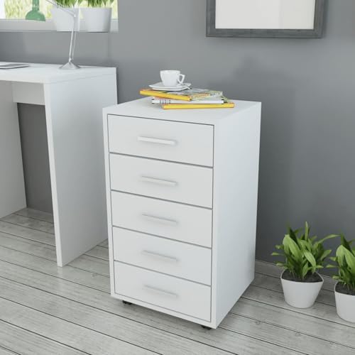 Rantry Büroschubladenschrank auf Rollen 5 Schubladen Weiß Kommode Model243064 Rantry Büroschubladenschrank auf Rollen 5 Schubladen Weiß Kommode Model243064