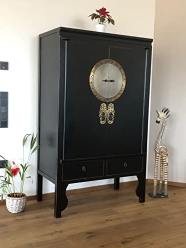 OPIUM OUTLET Orientalischer Hochzeitsschrank, Asia Kommode, Schrank aus China, beige-grau, Antik-Stil, Shabby, Landhaus-Stil OPIUM OUTLET Orientalischer Hochzeitsschrank, Asia Kommode, Schrank aus China, beige-grau, Antik-Stil, Shabby, Landhaus-Stil