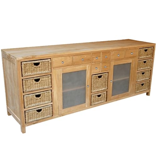 Teako Design Sideboard Vallvik aus Teakholz, 210cm Breit, Wohnzimmer, Langlebiges Teak, Große Stauraum Kommode, Umweltfreundliche Möbel, naturfarben, Pflegeleichte Oberflächen Teako Design Sideboard Vallvik aus Teakholz, 210cm Breit, Wohnzimmer, Langlebiges Teak, Große Stauraum Kommode, Umweltfreundliche Möbel, naturfarben, Pflegeleichte Oberflächen