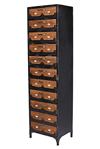 PALAZZO INT Apothekerkommode Hochkommode Loft Vintage Schrank Holz & Metall Industrie Stil – Apothekerschrank 5 Schubladen & Tür – für Wohnzimmer Schlafzimmer – Höhe 165 cm PALAZZO INT Apothekerkommode Hochkommode Loft Vintage Schrank Holz & Metall Industrie Stil – Apothekerschrank 5 Schubladen & Tür – für Wohnzimmer Schlafzimmer – Höhe 165 cm