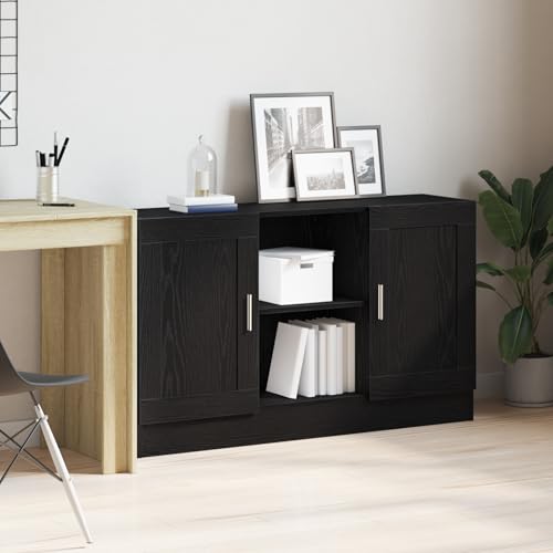 QJBSAVVA Sideboard Schwarz Eiche 120 cm Breit Schiebetüren Stauraum Modernes Design Ingenieurholz für Esszimmer Wohnzimmer Flur QJBSAVVA Sideboard Schwarz Eiche 120 cm Breit Schiebetüren Stauraum Modernes Design Ingenieurholz für Esszimmer Wohnzimmer Flur
