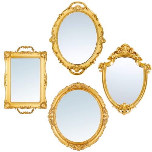 Beeveer 4 teiliges Vintage Spiegel Set kleiner, ovaler Wand, dekorativ, antiker Schild, quadratisch, dekorativer Spiegel, Schmuck,, Organizer, Tablett für Schlafzimmer, Hochzeit Beeveer 4 teiliges Vintage Spiegel Set kleiner, ovaler Wand, dekorativ, antiker Schild, quadratisch, dekorativer Spiegel, Schmuck,, Organizer, Tablett für Schlafzimmer, Hochzeit