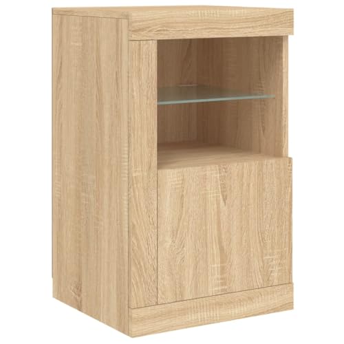 vidaXL Beistellschrank, Sideboard mit viel Stauraum, Kommode Schrank mit LED-Leuchten, Anrichte Wohnzimmerschrank Standschrank, Sonoma Eiche Holzwerkstoff vidaXL Beistellschrank, Sideboard mit viel Stauraum, Kommode Schrank mit LED-Leuchten, Anrichte Wohnzimmerschrank Standschrank, Sonoma Eiche Holzwerkstoff
