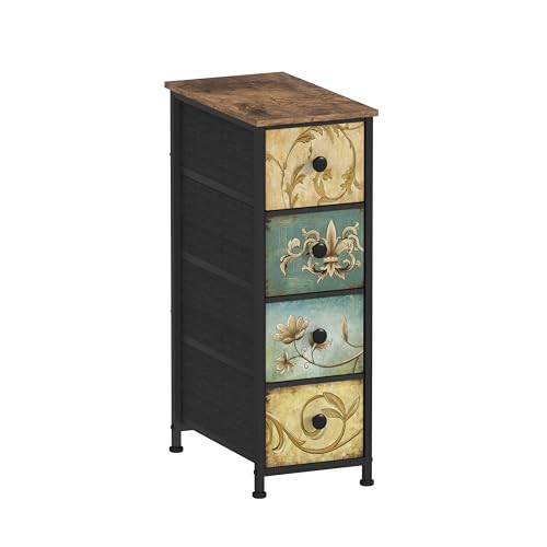 Tohomeor Schmaler Aufbewahrungsschrank, schmale Blumen, Stoffschubladen, vertikaler schmaler Schrank kleine Räume, Badezimmer, Schlafzimmer, Schrank, Nachttisch,