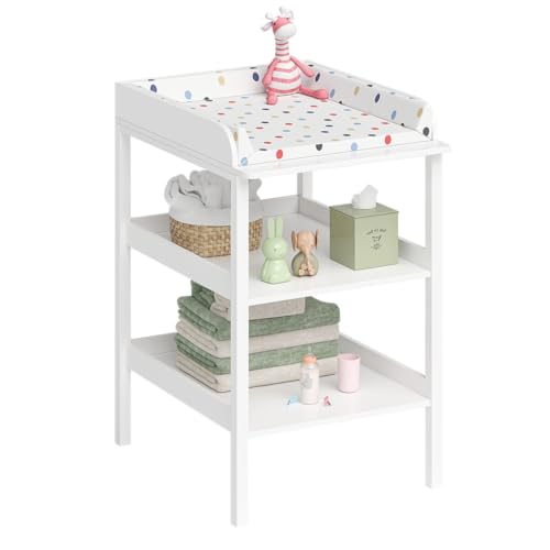 Bellabino Wickeltisch Bani, Baby Wickelregal weiß, großer Wickelfläche und viel Stauraum, Maße: H 94, T 57cm, B 72cm