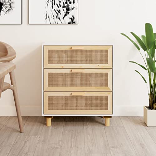 LIANGDONFC schubladenschrank、kommo de schmalSideboard Weiß 60x30x70 cm Massivholz Kiefer und Natur-RattanGeeignet für Foyer, Küche LIANGDONFC schubladenschrank、kommo de schmalSideboard Weiß 60x30x70 cm Massivholz Kiefer und Natur-RattanGeeignet für Foyer, Küche