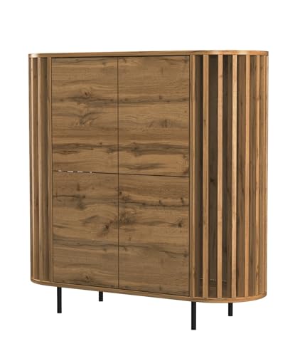 BDW - Kommode mit 4 Tür Lamellen - 140cm breit, 130 cm hoch - Eiche WOTAN Stein Schrank, Sideboard, Mehrzweck-, Schuhschrank, Schubladenkommode, Aktenschrank - Wohn-, Industrial BDW - Kommode mit 4 Tür Lamellen - 140cm breit, 130 cm hoch - Eiche WOTAN Stein Schrank, Sideboard, Mehrzweck-, Schuhschrank, Schubladenkommode, Aktenschrank - Wohn-, Industrial