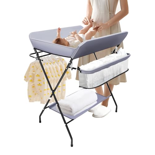 mesterth Baby Wickelkombi - Klappbare Wickelkommode - Mobiler Wickeltisch mit Wickelauflage - Sicherheitsgurt und Ablagefächern - Platzsparend & Stabil (Dunkelgrau) mesterth Baby Wickelkombi - Klappbare Wickelkommode - Mobiler Wickeltisch mit Wickelauflage - Sicherheitsgurt und Ablagefächern - Platzsparend & Stabil (Dunkelgrau)