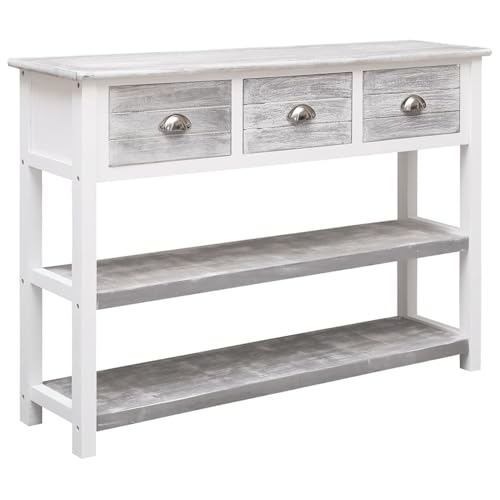 Gecheer Sideboard Antik-Grau 108x30x76 cm Massivholz Paulownia, Kommode Anrichte Schrank Beistellschrank Mehrzweckschrank Standschrank Bücherschrank Lagerschrank Gecheer Sideboard Antik-Grau 108x30x76 cm Massivholz Paulownia, Kommode Anrichte Schrank Beistellschrank Mehrzweckschrank Standschrank Bücherschrank Lagerschrank