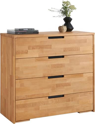 TaBoLe Massivholz-Kommode mit Vier großen Schubladen, Kernbuche massiv geölt TaBoLe Massivholz-Kommode mit Vier großen Schubladen, Kernbuche massiv geölt
